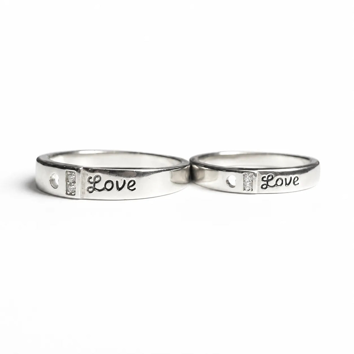 Silver Love Couple Rings with Stone Detailing for Him and Her – Marvel Silver