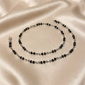 Marvel Silver Midnight Black Bead Silver Anklet for women and girls with alternating black and silver bead design