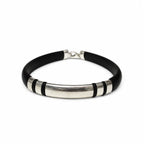 Marvel Silver Midnight Bold Silver Bar Bracelet for boys with black band and silver accents