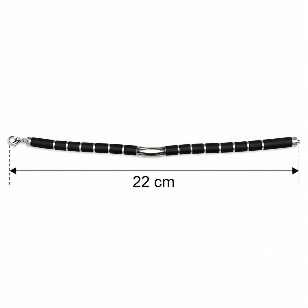 Marvel Silver Midnight Edge Silver Bar Bracelet for boys with black band and silver accent detailing