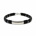 Marvel Silver Midnight Edge Silver Bar Bracelet for boys with black band and silver accent detailing