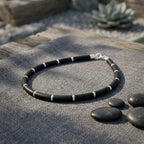 Marvel Silver Midnight Link Silver Bracelet for girls with black segmented links and sleek silver accents
