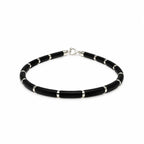 Marvel Silver Midnight Link Silver Bracelet for girls with black segmented links and sleek silver accents