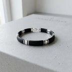 Marvel Silver Midnight Luxe Silver Panel Bracelet for boys with black band and silver panel accents