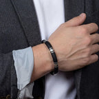 Marvel Silver Midnight Luxe Silver Panel Bracelet for boys with black band and silver panel accents