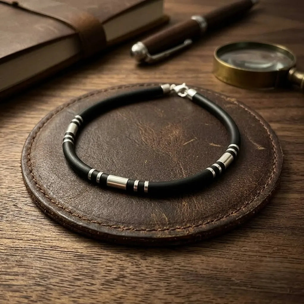 Marvel Silver Midnight Silver Accent Bracelet for girls with black band and silver detailing