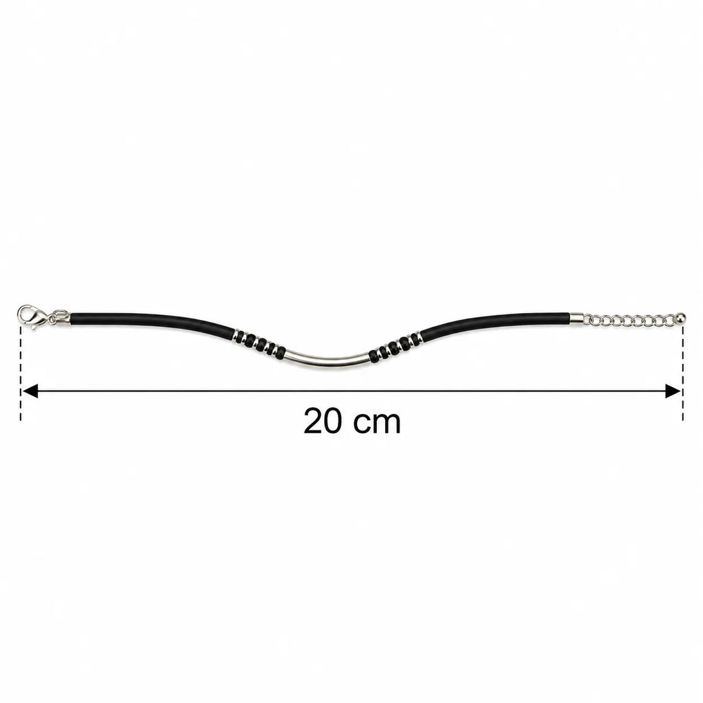 Marvel Silver Midnight Silver Bar Bracelet for girls with black band and silver detailing