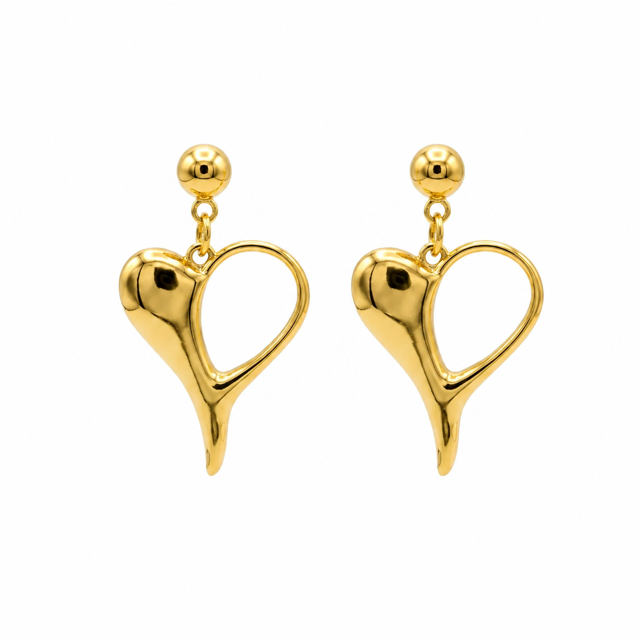 Marvel Silver Minimal Gold Heart Drop Earrings for Women – Gold Plated Trendy Imitation Fashion Earrings