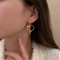 Marvel Silver Minimal Gold Heart Drop Earrings for Women – Gold Plated Trendy Imitation Fashion Earrings