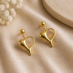 Marvel Silver Minimal Gold Heart Drop Earrings for Women – Gold Plated Trendy Imitation Fashion Earrings