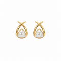 Minimalist Gold Finish Pearl Stud Earrings for Women by Marvel Silver
