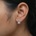 Minimalist Gold Finish Pearl Stud Earrings for Women by Marvel Silver