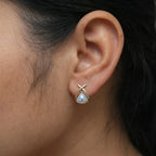 Minimalist Gold Finish Pearl Stud Earrings for Women by Marvel Silver