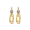 Modern Gold Finish Grey Pearl Geometric Drop Earrings for Women by Marvel Silver