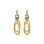 Modern Gold Finish Grey Pearl Geometric Drop Earrings for Women by Marvel Silver