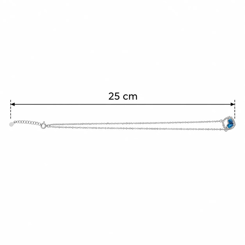 Marvel Silver Ocean Petal Crystal Silver Chain Pendant with Blue Petal Design and Sparkling Crystal Accents for Girls and Women