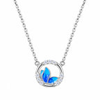 Marvel Silver Ocean Petal Crystal Silver Chain Pendant with Blue Petal Design and Sparkling Crystal Accents for Girls and Women