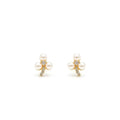 Elegant Pearl Floral Gold Finish CZ Stud Earrings for Women by Marvel Silver