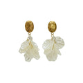 Elegant Mother of Pearl Leaf Gold Finish Drop Earrings for Women by Marvel Silver