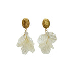 Elegant Mother of Pearl Leaf Gold Finish Drop Earrings for Women by Marvel Silver