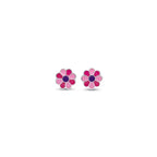 Marvel Silver pink daisy flower stud earrings featuring silver-plated finish, pink enamel petals, and a purple center, perfect for women and girls.