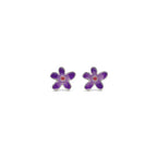 Marvel Silver purple floral enamel stud earrings for women and girls featuring a five-petal flower design with a pink centre and premium silver-plated finish.