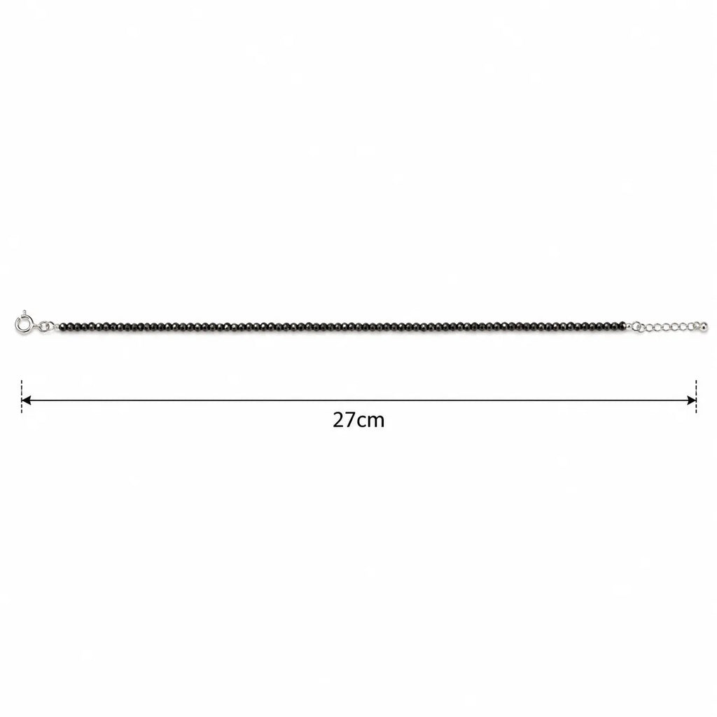Marvel Silver Pyrite Beaded Silver Anklet for Women with Adjustable Extension Chain