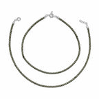 Marvel Silver Pyrite Beaded Silver Anklet for Women with Adjustable Extension Chain