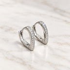 Marvel Silver Radiant Arc Stone Silver Hoop Earrings with Sparkling Stone Design for Women
