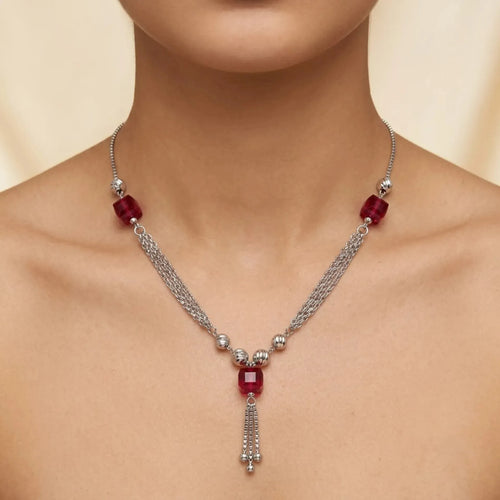 Marvel Silver Red Bead Necklace