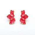 Marvel Silver Red Enamel Abstract Floral Stud Earrings with Gold-Tone Finish for Women