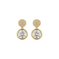 Luxury Gold Finish Round Solitaire CZ Drop Earrings for Women by Marvel Silver