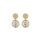 Luxury Gold Finish Round Solitaire CZ Drop Earrings for Women by Marvel Silver