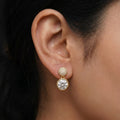 Luxury Gold Finish Round Solitaire CZ Drop Earrings for Women by Marvel Silver