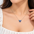 Marvel Silver Royal Azure Blue Butterfly Silver Chain Pendant for Girls and Women
