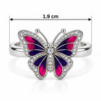 Marvel Silver Royal Fuchsia Butterfly Sparkle Silver Ring for girls with pink purple butterfly wings and sparkling white crystal accents