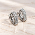 Marvel Silver Royal Gleam Multi-Row Stone Silver Hoop Earrings for Women and Girls