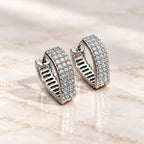 Marvel Silver Royal Gleam Multi-Row Stone Silver Hoop Earrings for Women and Girls