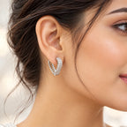 Marvel Silver Royal Gleam Multi-Row Stone Silver Hoop Earrings for Women and Girls