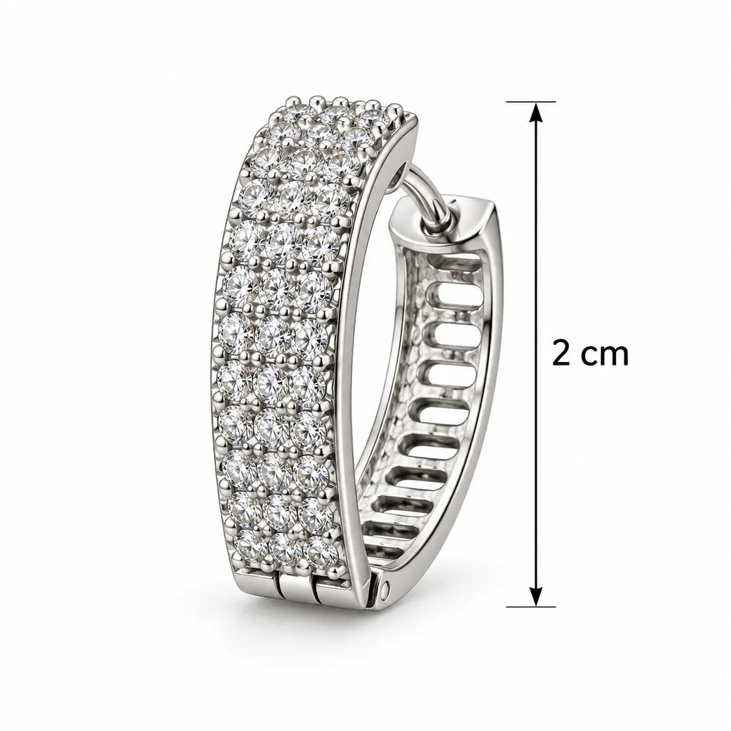 Marvel Silver Royal Gleam Multi-Row Stone Silver Hoop Earrings for Women and Girls