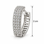 Marvel Silver Royal Gleam Multi-Row Stone Silver Hoop Earrings for Women and Girls