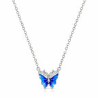Marvel Silver Sapphire Spark Butterfly Silver Chain Pendant with Blue Wings and Sparkling Accents for Girls and Women