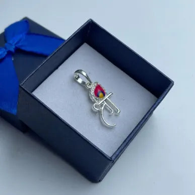 Marvel Silver Shree Mor Pankh silver pendant with colourful peacock feather design, chain not included