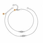 Marvel Silver adjustable silver anklet for women with textured barrel center bead and polished round bead accents