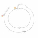 Marvel Silver adjustable silver anklet for women with polished round center bead and extension chain