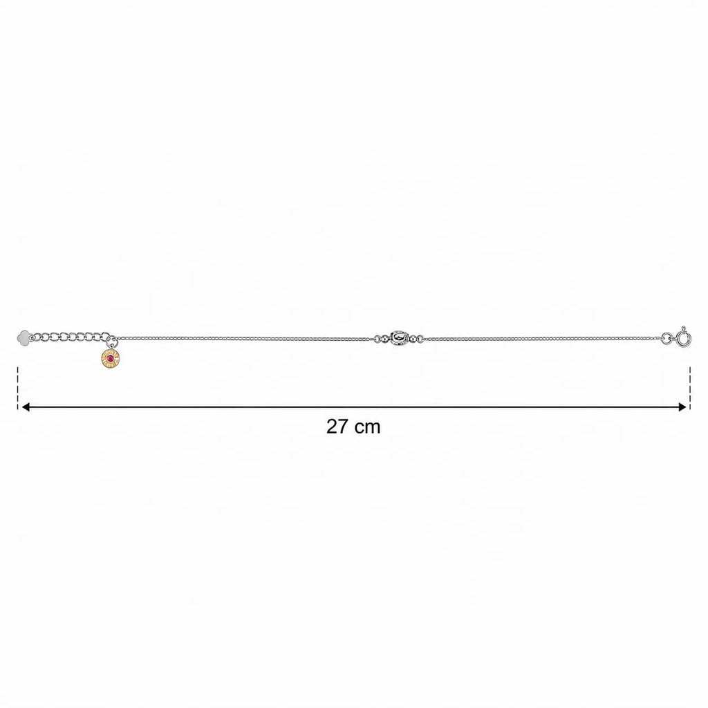Marvel Silver adjustable silver anklet for women with polished round center bead and extension chain