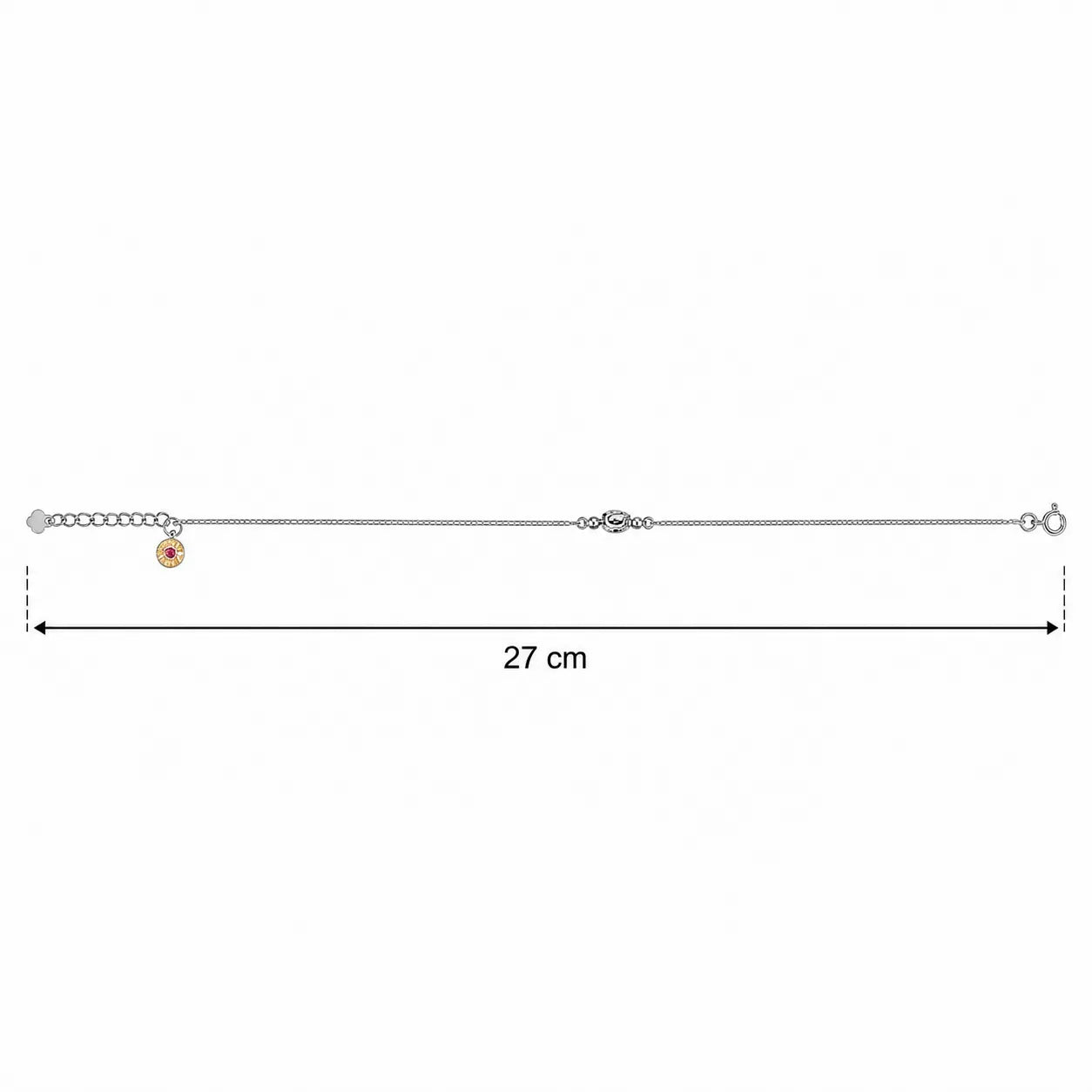 Marvel Silver adjustable silver anklet for women with polished round center bead and extension chain