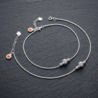 Marvel Silver adjustable silver anklet for women with polished round center bead and extension chain