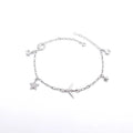 Marvel Silver Airplane Charm Anklet featuring silver chain with airplane, star charms, and adjustable clasp for women and girls.