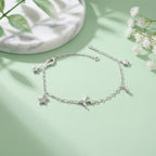Marvel Silver Airplane Charm Anklet featuring silver chain with airplane, star charms, and adjustable clasp for women and girls.
